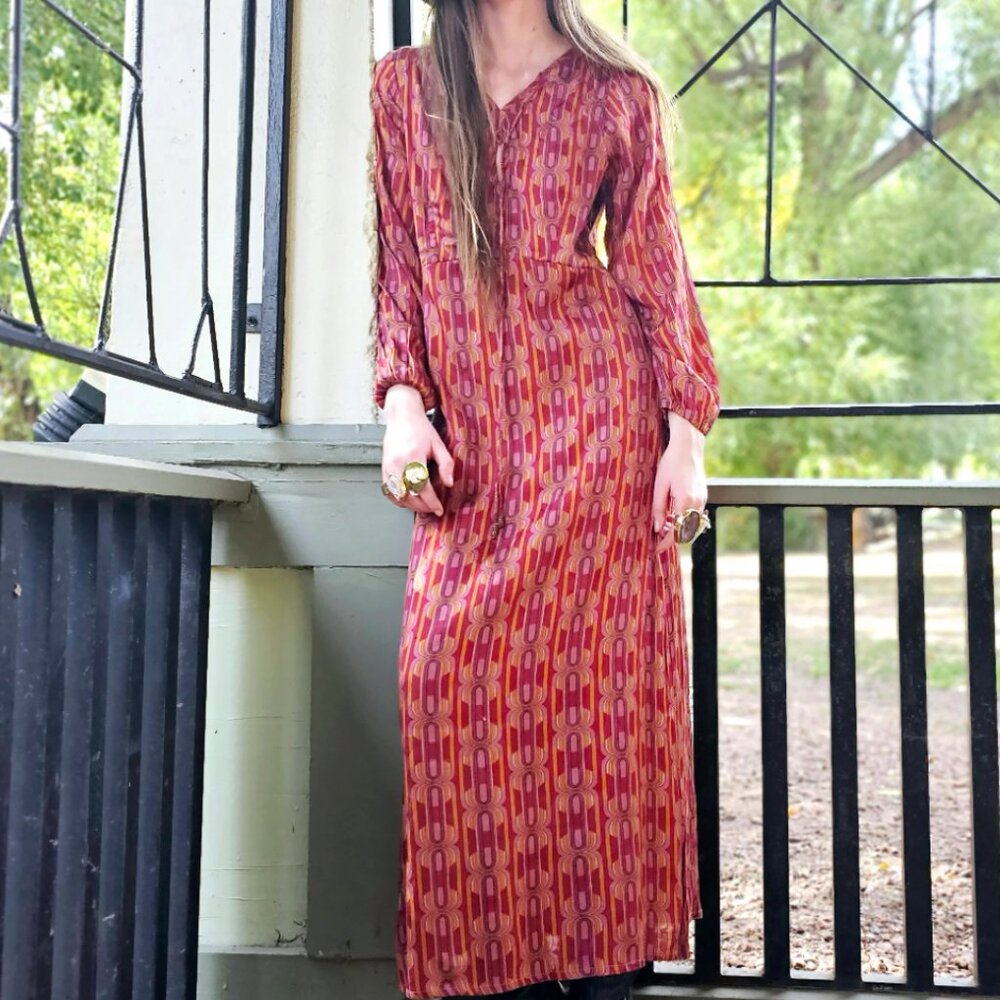 Art Deco Long Sleeve Maxi Dress NWT